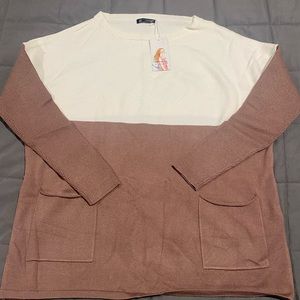 White/tan sweater